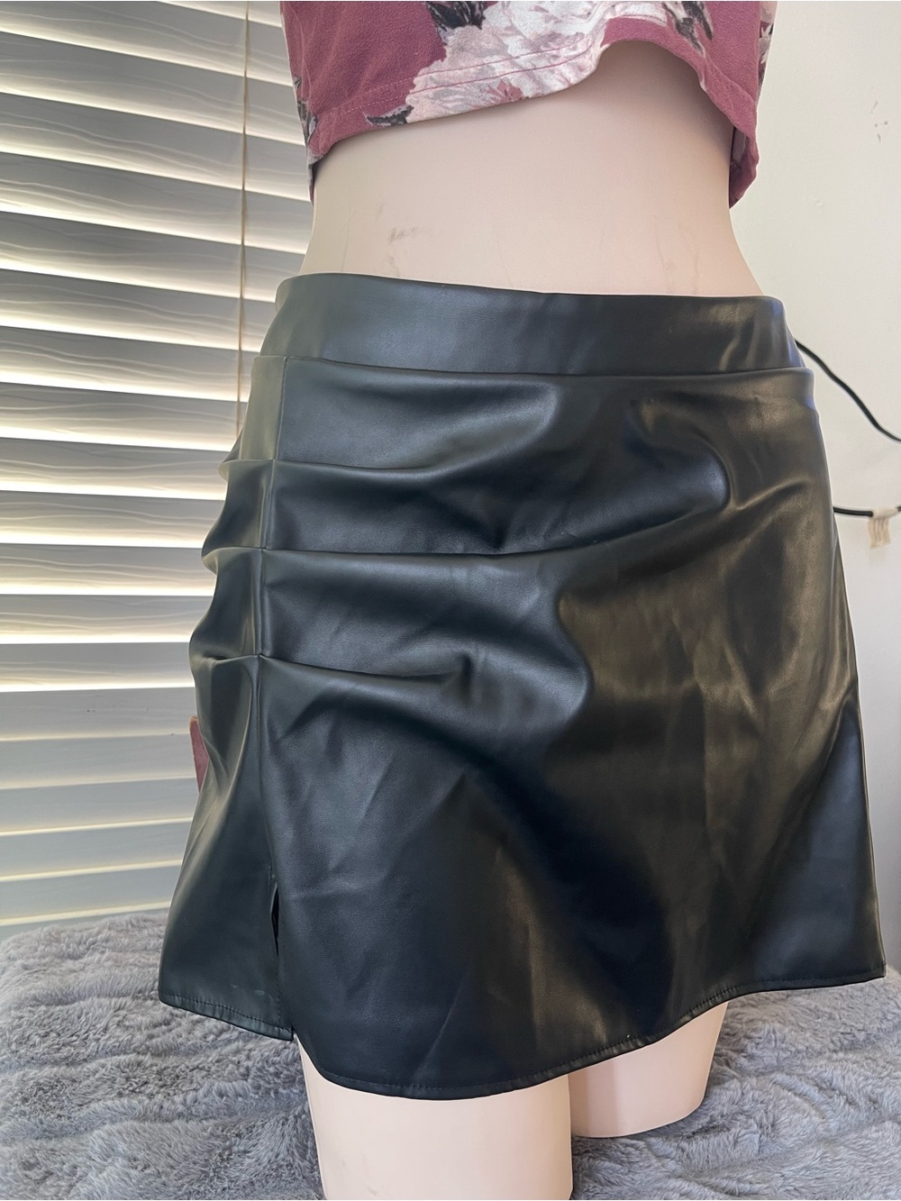 & Other Stories Black Faux Leather Mini Skirt